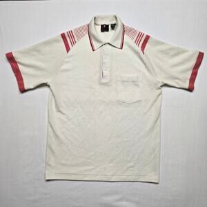 Vintage Arnold Palmer Robert Bruce Polo Mens Large Beige Mod 80s Golf Shirt